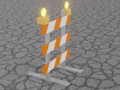 Road Closed Barrier 2 Low-poly 3D model