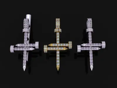 Diamond Nail Cross Pendant 3D print model
