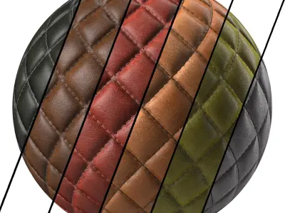 Leather Materials 17- Stitched leather  Pbr 4k Seamless Low-poly 3D model