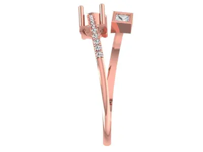 Open End Light Weight Princess Round Stone Band Ring 3D print model