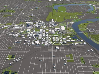 Omaha 50x50km 3D City Map 3D model