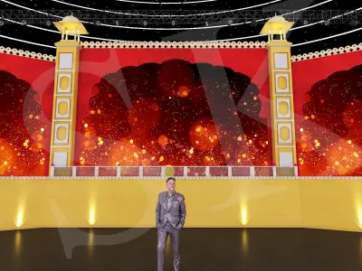 Rajasthani Theme Stage with animation 3D model