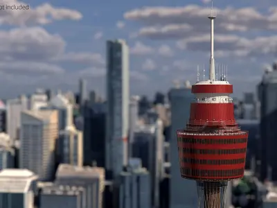  Skyscraper Observation Tower Urban Dark Red 