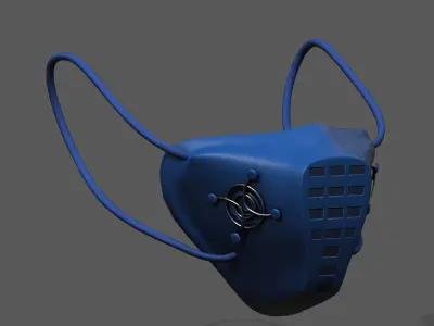 Gas mask respirator plastic blue protection  Low-poly 3D model