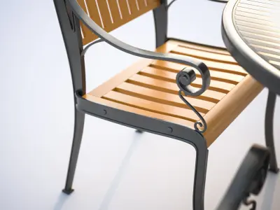 Basic four chairs in the middle of the street 3D model