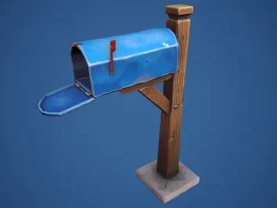 Stylized Village Mailbox Low-poly 3D model