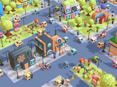 Cute Town Asset Pack Low-poly 3D model