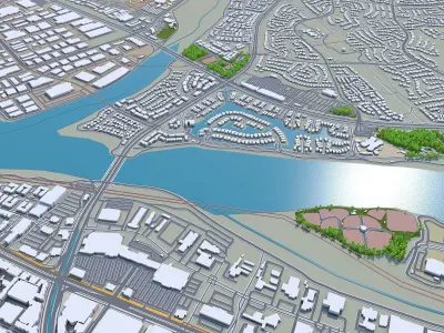 Santa Clarita California USA 40km Low-poly 3D model