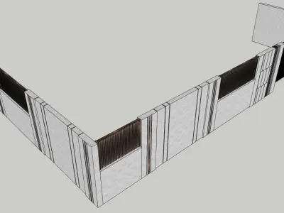 house boundary wall sketchup 3d model  3D model