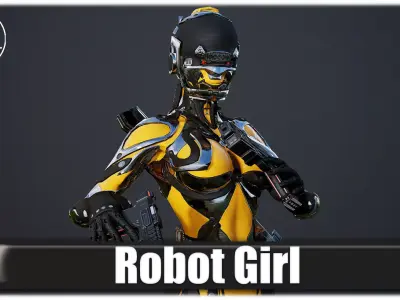 Robot Girl Low-poly 3D model