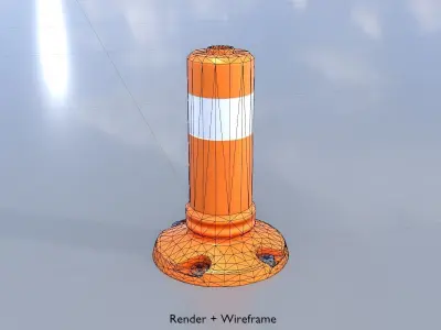 Flexible Traffic Bollard 300 Low-poly 3D model
