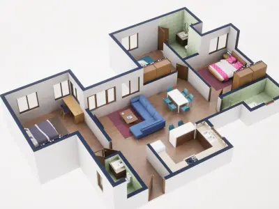 3D Floor Plan Model 56 3D model