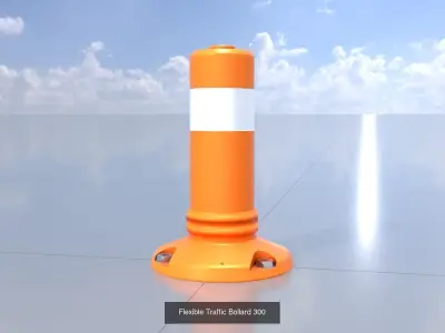 Flexible Traffic PVC Bollards with white Reflective Strips 3D Model Pack