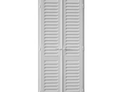 Wooden shutters blinds door and window 3D model
