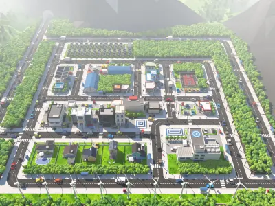 Cartoon Low Poly City Pack V2 Low-poly 3D model