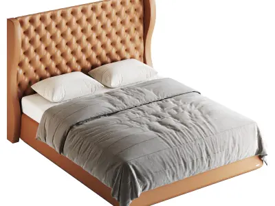 Quilting Upholstered Bed With Storage 3D model
