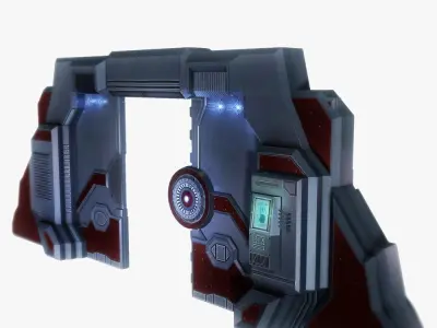 Spaceship gates low poly animated Low-poly 3D model