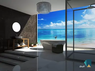 Modern bathroom on the beach 3D model