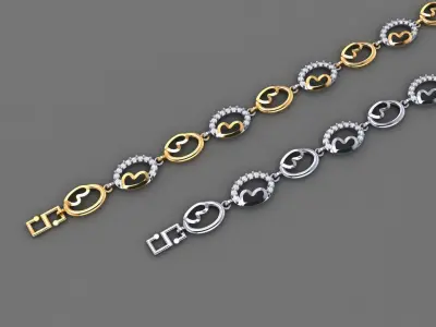 50 Light Weight Chain Bracelet 3dm stl details 1 render Pack 3D print model