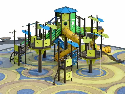 Large childrens playground complex 3D model