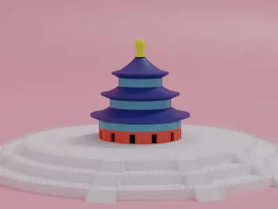 Cartoon Temple Of Heaven Beijing China 3D model