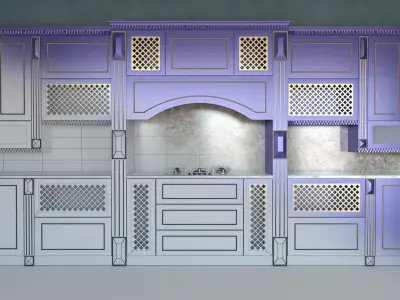 Kitchen with cabinets 3D model