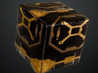 Golden Strips Metal Plate PBR Seamless Texture