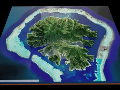 Tahaa island full 3d terrain 3D model