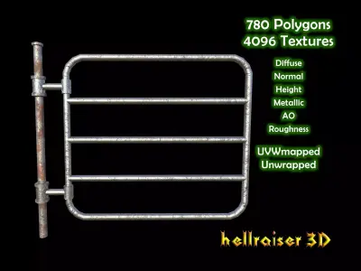 Barrier Gate - PBR - Metal Textured Low-poly 3D model