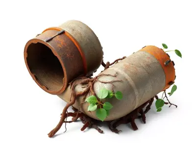 Modular Rusted Overgrown Industrial Pipe Low-poly 3D model