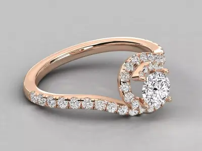 Women Light Weight Solitare Diamond Wedding Ring   27 3D print model