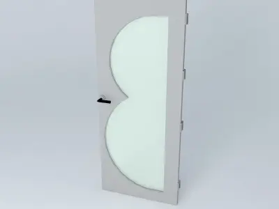 Letter "B", 3D door, very detail with glass, lock and hinger. Free 3D model