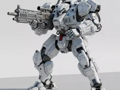 sci-fi Army Robot Low-poly 3D model