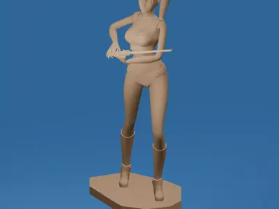 Female Alien Warrior with Energy Sword 3D print model