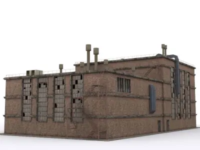 Factory building Low-poly 3D model