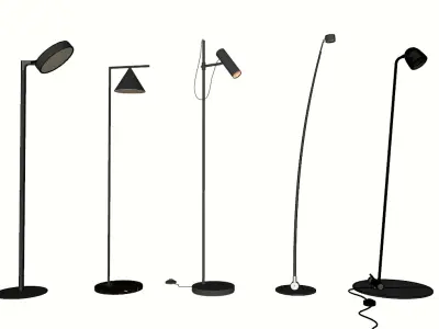 Minimalist Black Floor Lamp Set 3D model