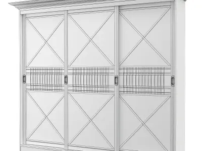 Wardrobe low poly 3d model with mirror doors Low-poly 3D model
