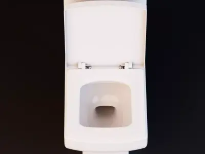 Modern Ceramic Toilet With Toilet Paper Holder Low-poly 3D model