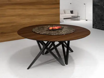 Ennea Dining Table with Lazy Susan 3D model