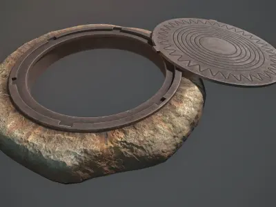 Sewer Hatch v6 Low-poly 3D model