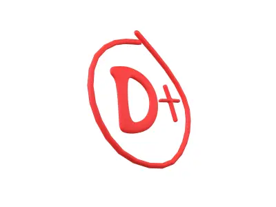 Grade D Plus Symbol v1 001 Low-poly 3D model