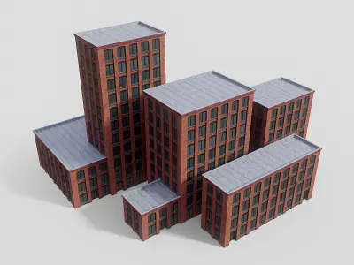 Industrial buildings pack Low-poly 3D model