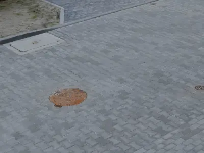 Suburbian Street Pavement Concrete Brick 3d Scanned 3D model