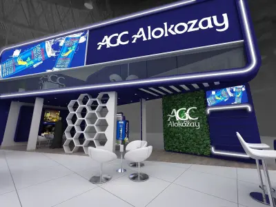 Exhibition stand 3D model 12x6 mtr 3 sides Mezzanine Stand 3D model