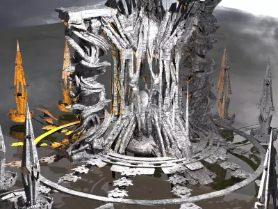 Pillars of Hercules Sci fi City 1 Low-poly 3D model