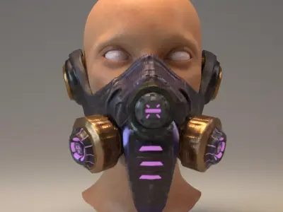 Futuristic Gas Mask Low-poly 3D model