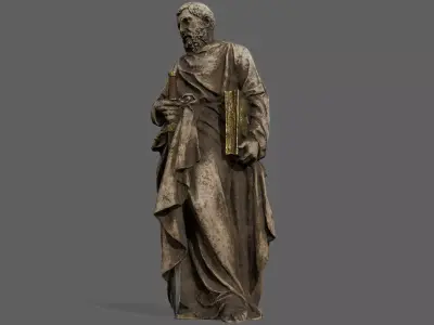 Old Man Statue Low-poly 3D model 18