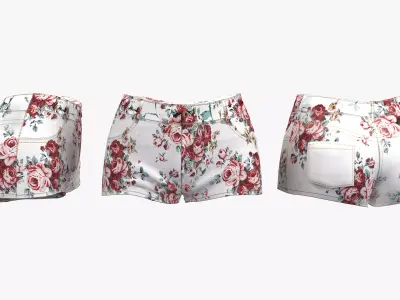 Floral Summer Shorts Low-poly 3D model