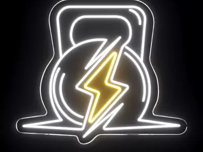 Kettlebell Fitness Neon Sign 3D model