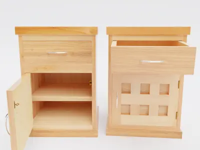 Nightstand bedside table with three drawers 3D model